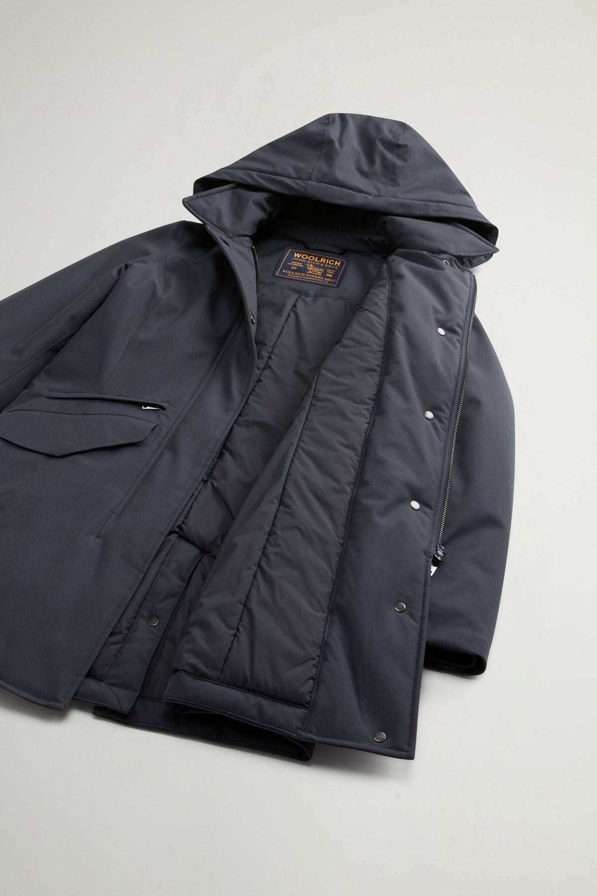 Coat in Light Stretch with Removable Hood - woolrich-us - Outerwear