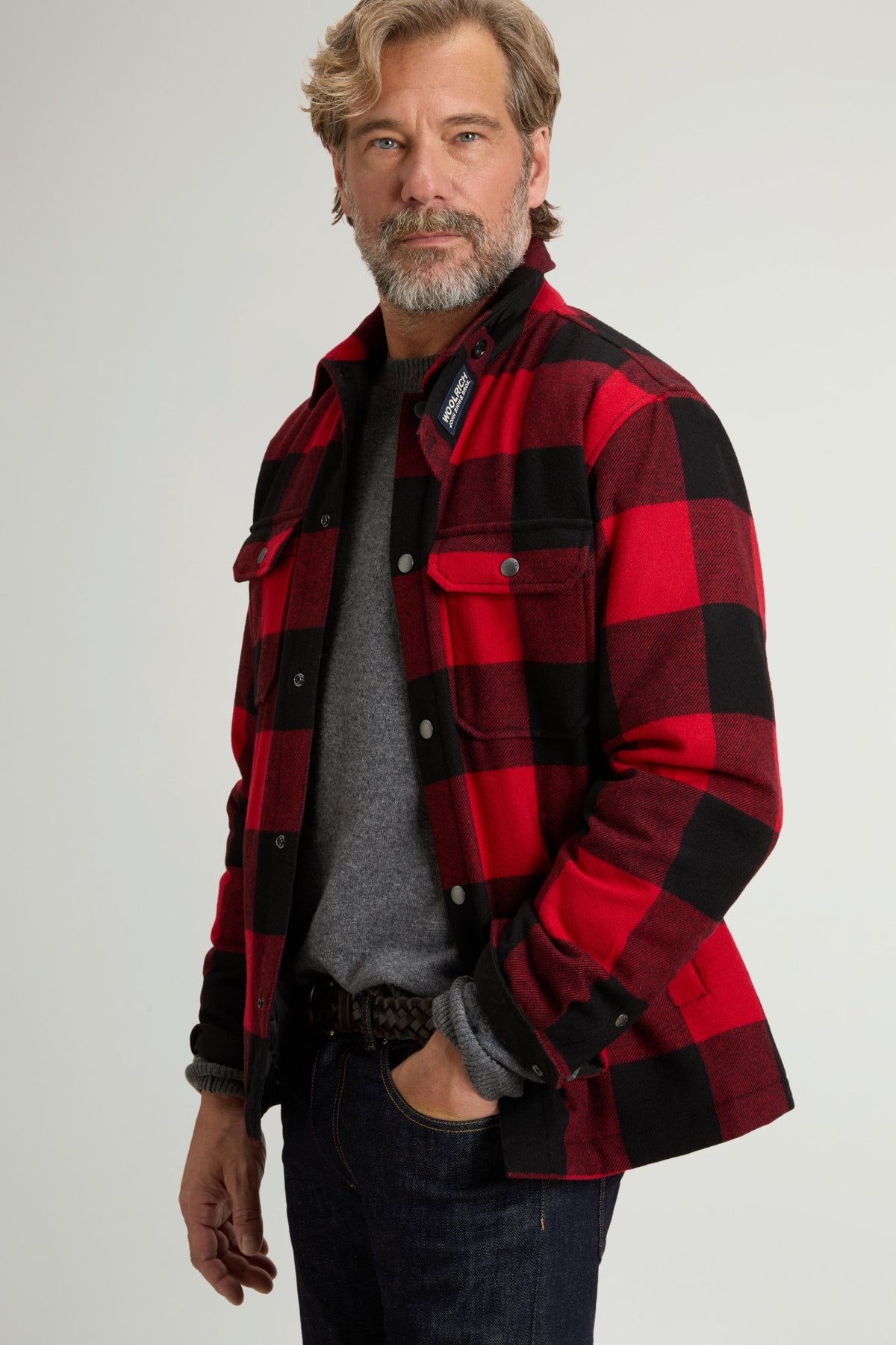 Padded Alaskan Check Overshirt in Recycled Italian Wool Blend - woolrich-us - Clothing