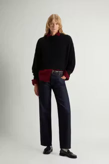 Ribbed Crewneck Sweater in Pure Merino Virgin Wool