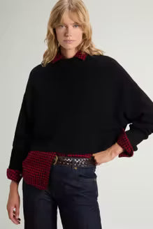 Ribbed Crewneck Sweater in Pure Merino Virgin Wool