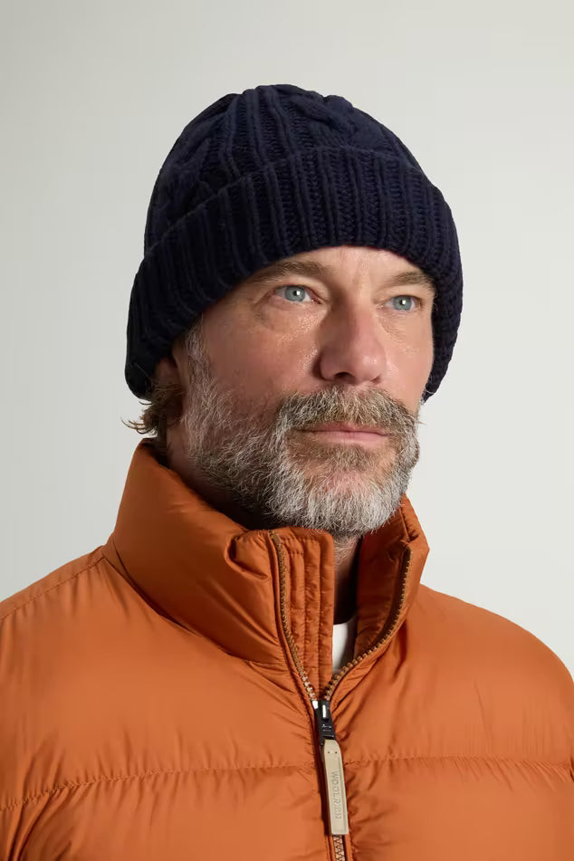 Beanie in Wool and Cotton Blend