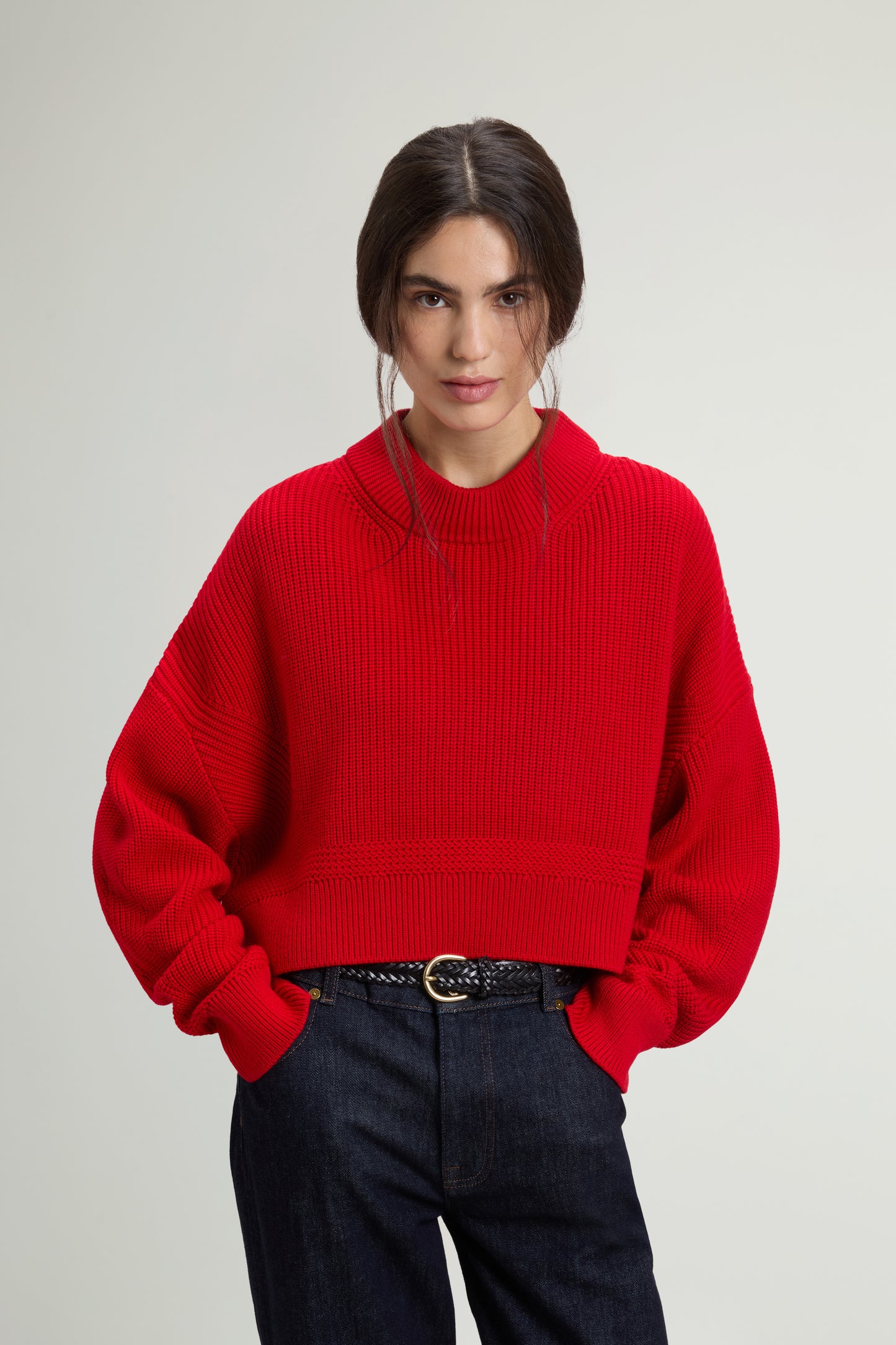 Ribbed Crewneck Sweater in Pure Merino Virgin Wool