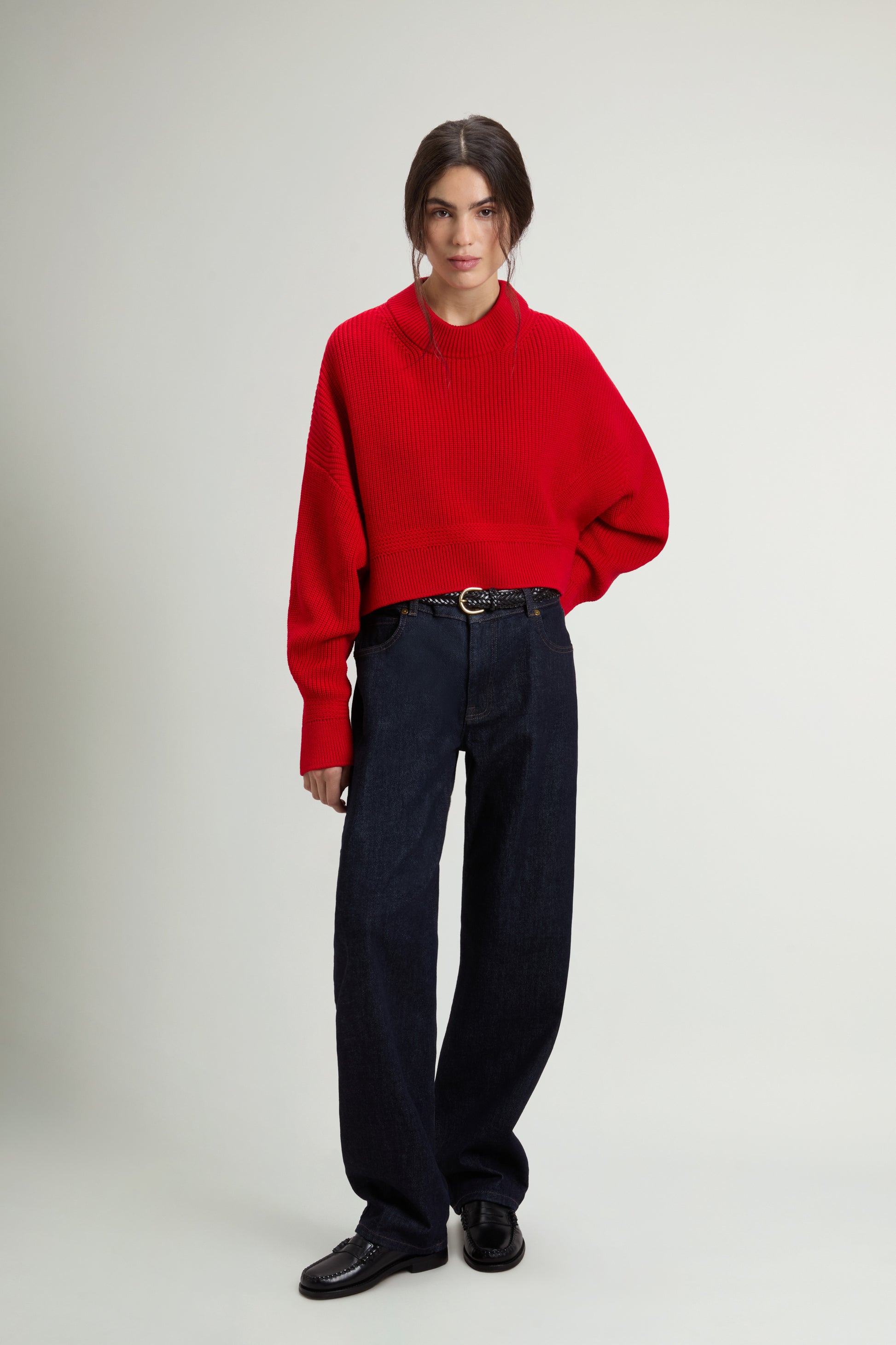 Ribbed Crewneck Sweater in Pure Merino Virgin Wool