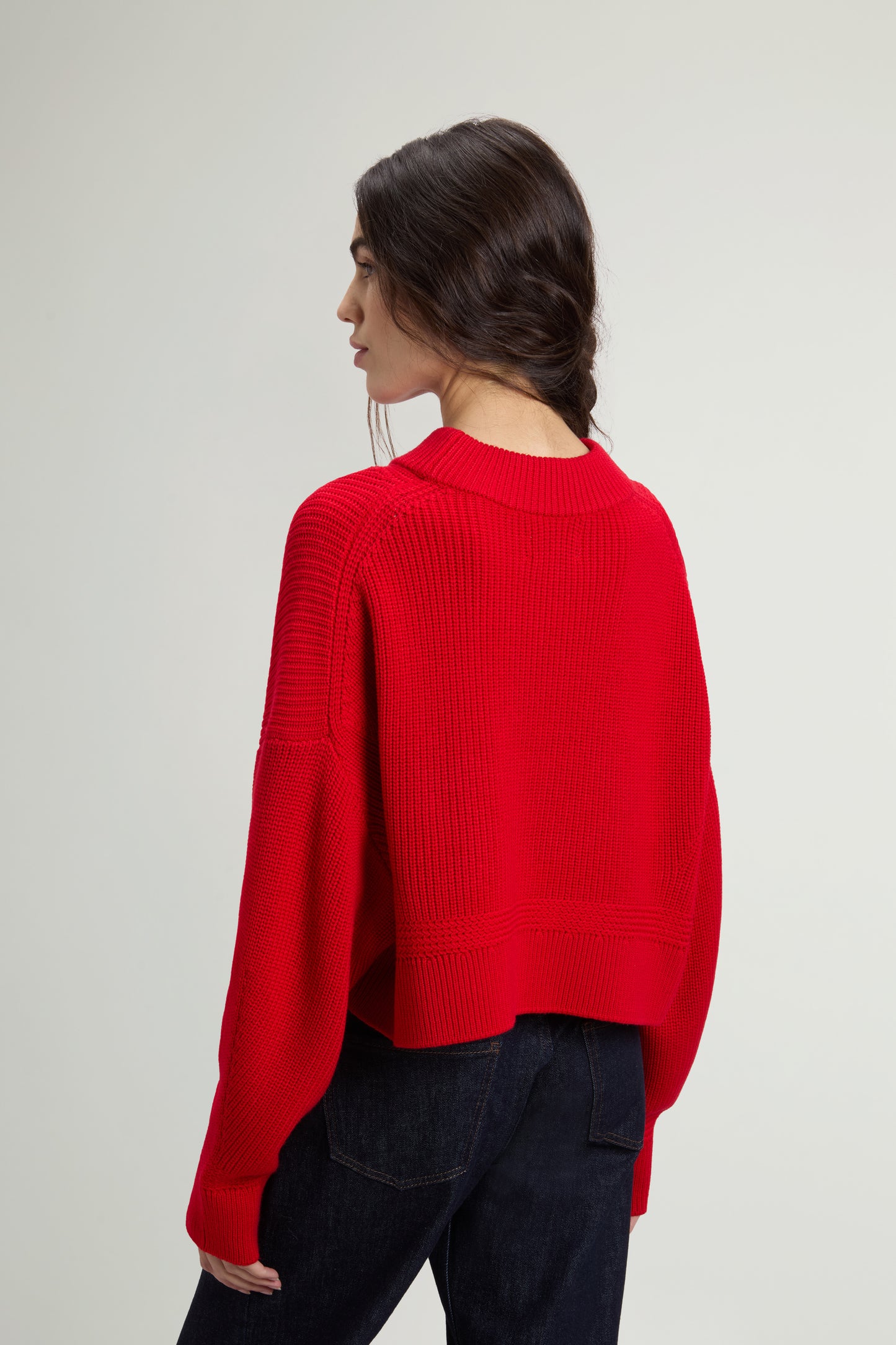 Ribbed Crewneck Sweater in Pure Merino Virgin Wool