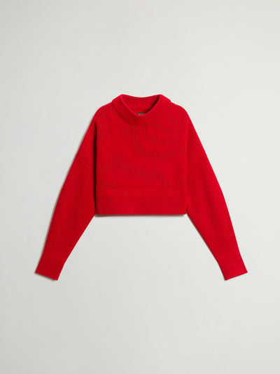 Ribbed Crewneck Sweater in Pure Merino Virgin Wool