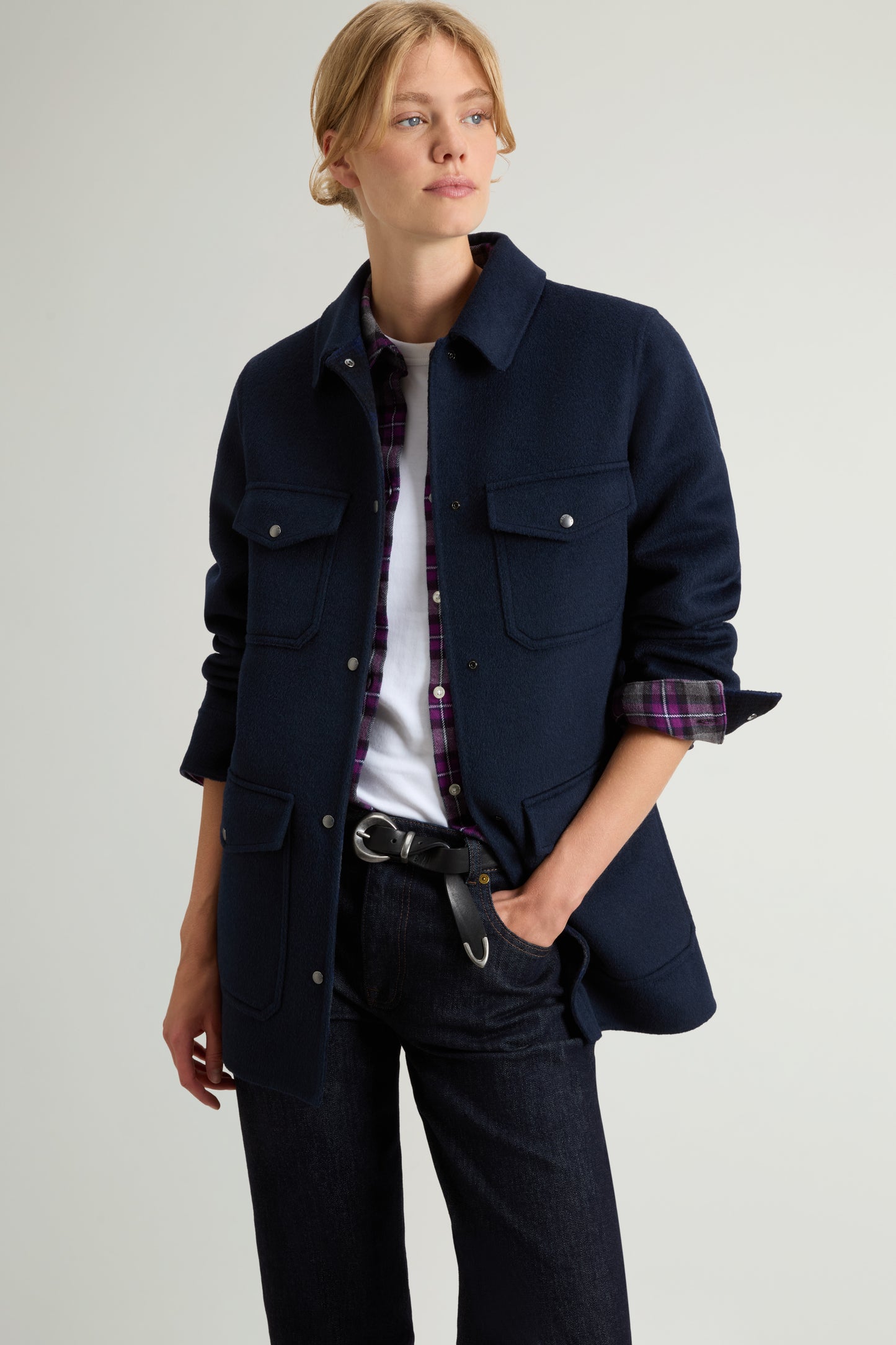 Coat in Double-Face Wool Blend
