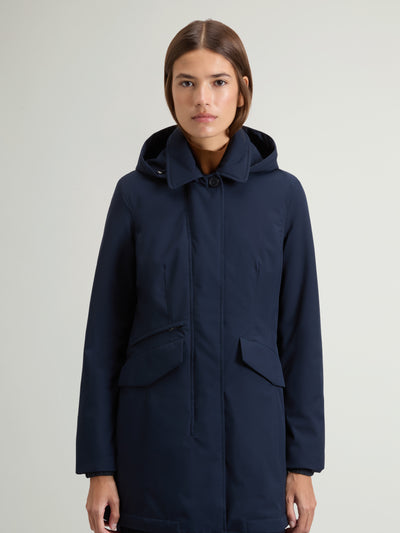 Coat in Light Stretch with Removable Hood