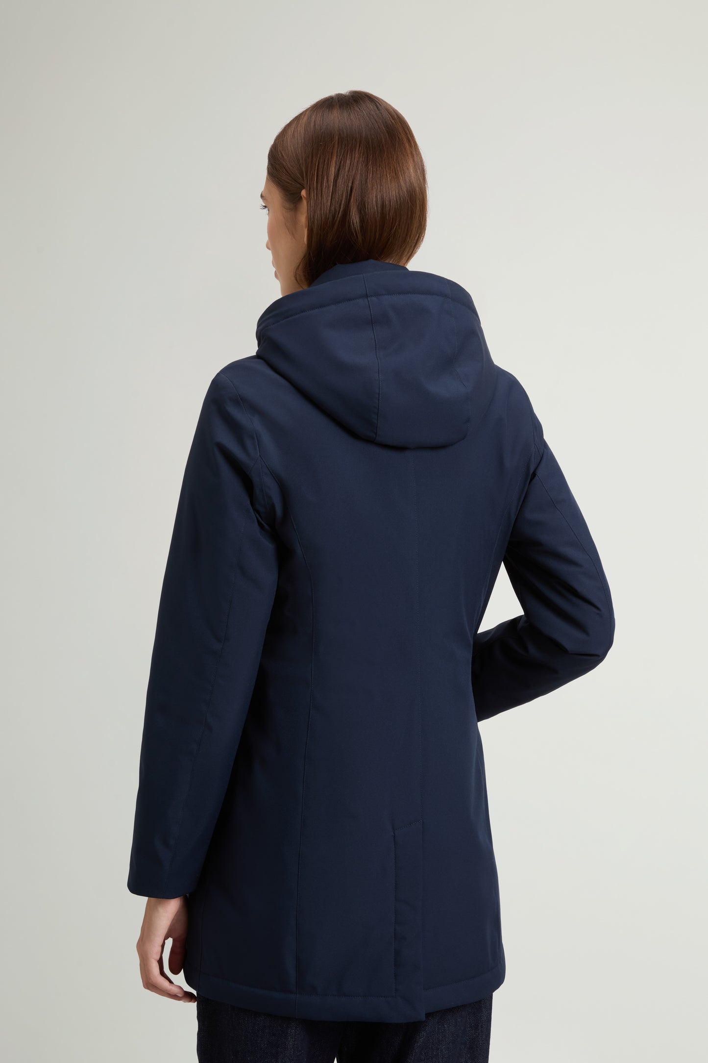 Coat in Light Stretch with Removable Hood