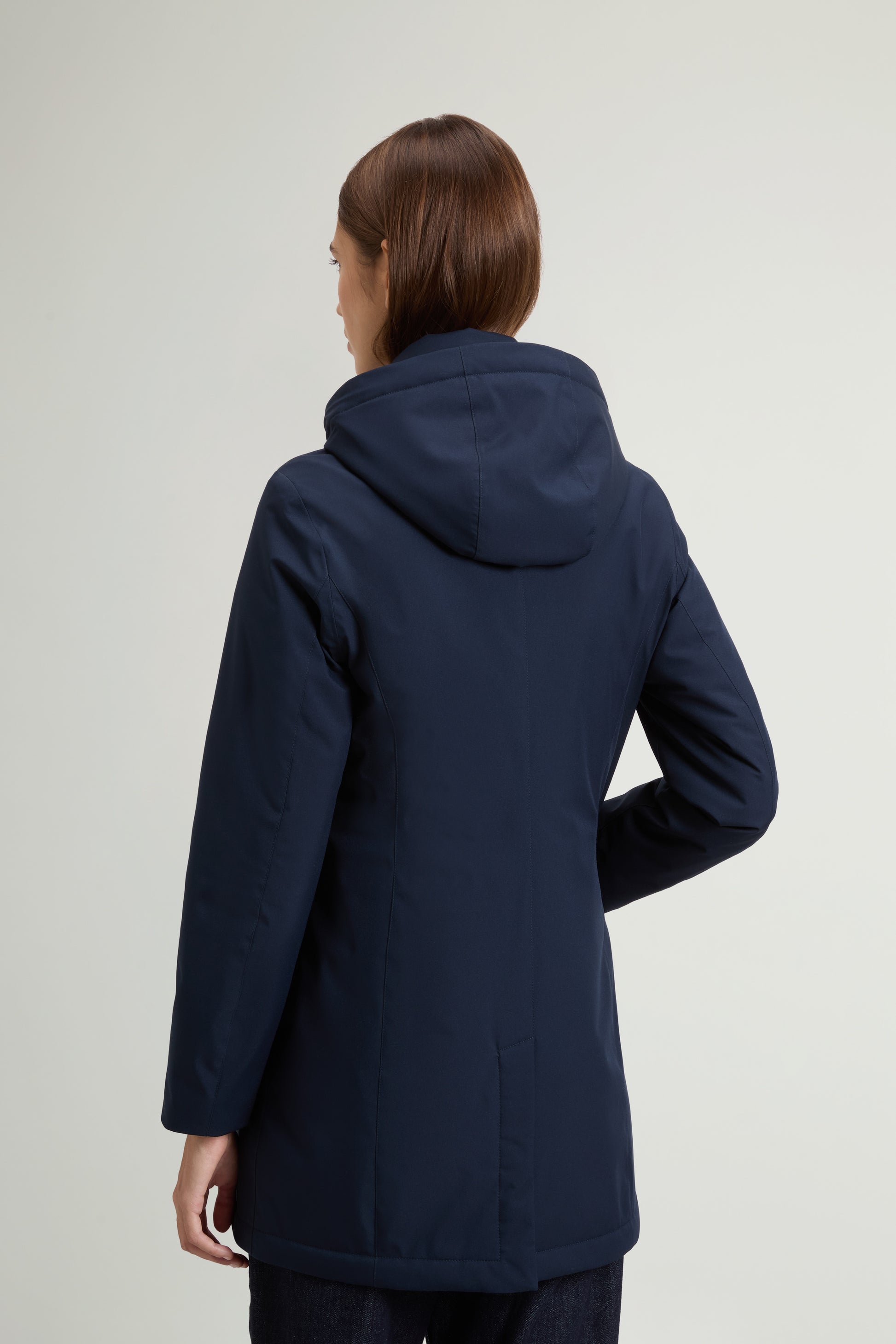 Coat in Light Stretch with Removable Hood