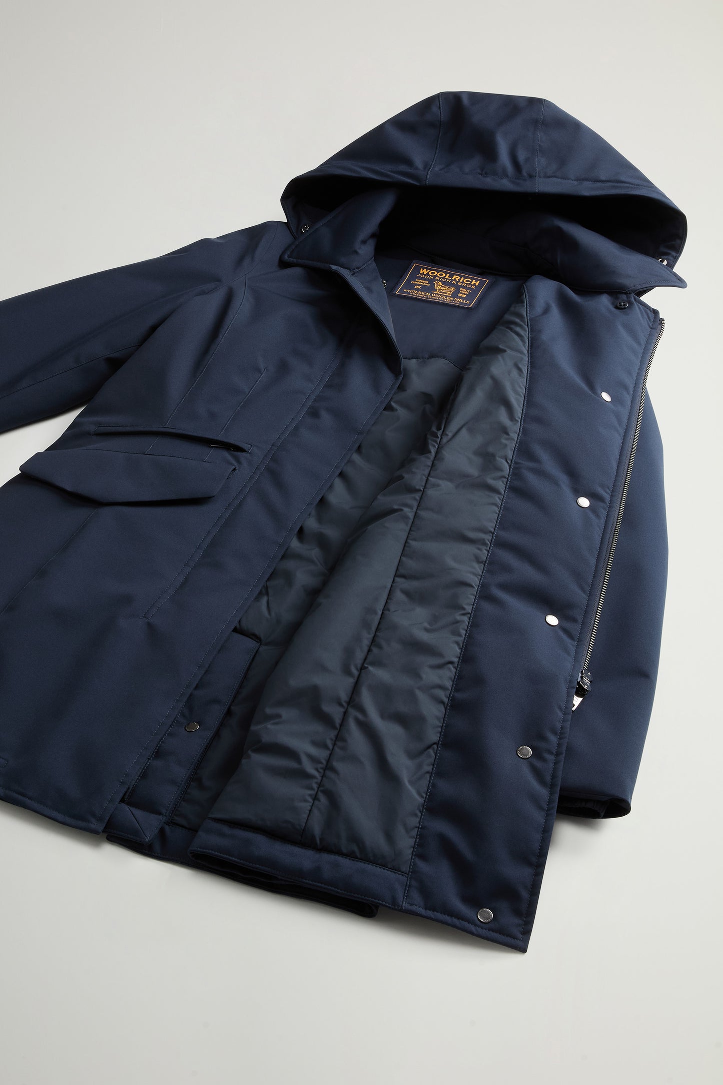 Coat in Light Stretch with Removable Hood