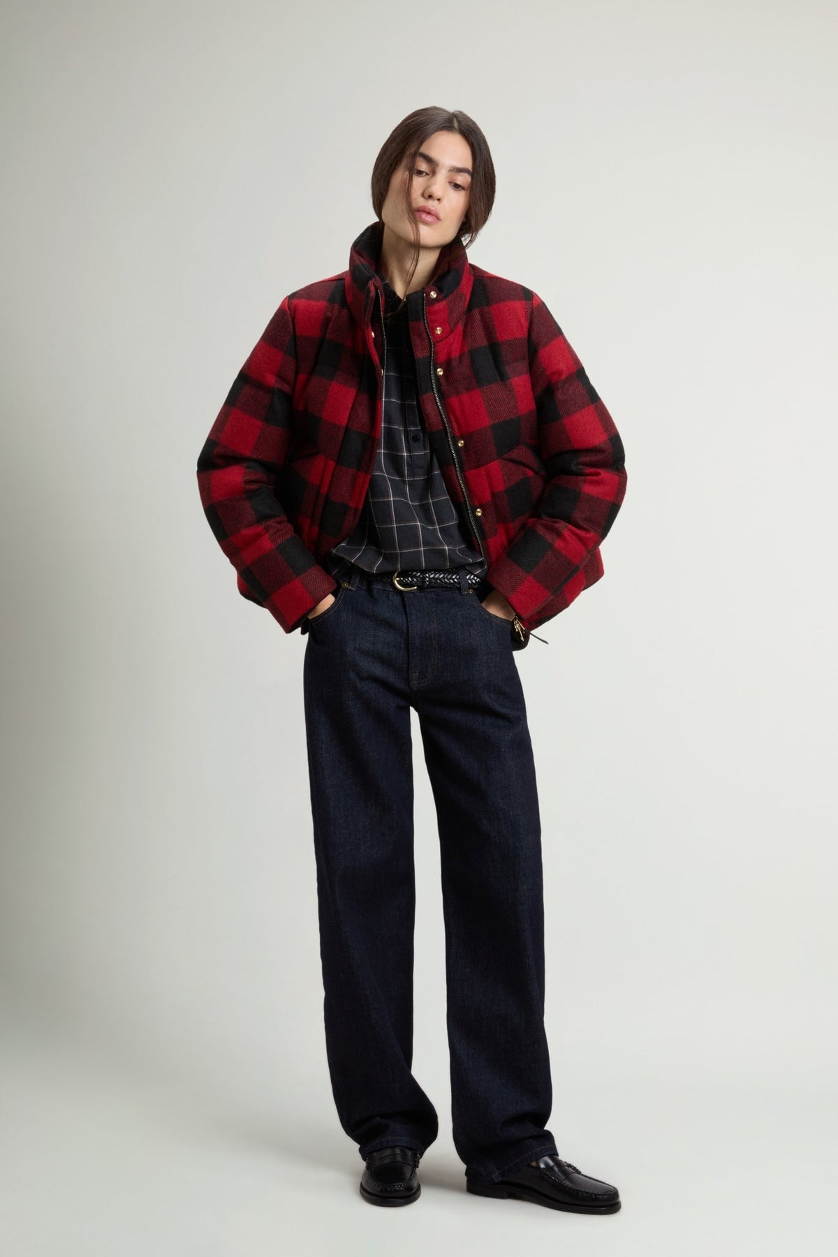 Buffalo Check Puffer Jacket in Pure Virgin Wool - woolrich-us - Outerwear