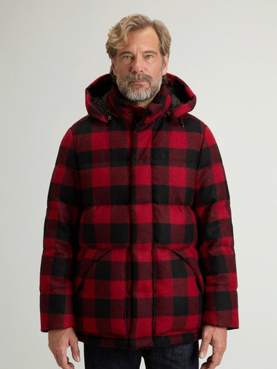 Buffalo Check Puffer Parka in Pure Virgin Wool - woolrich-us - Outerwear