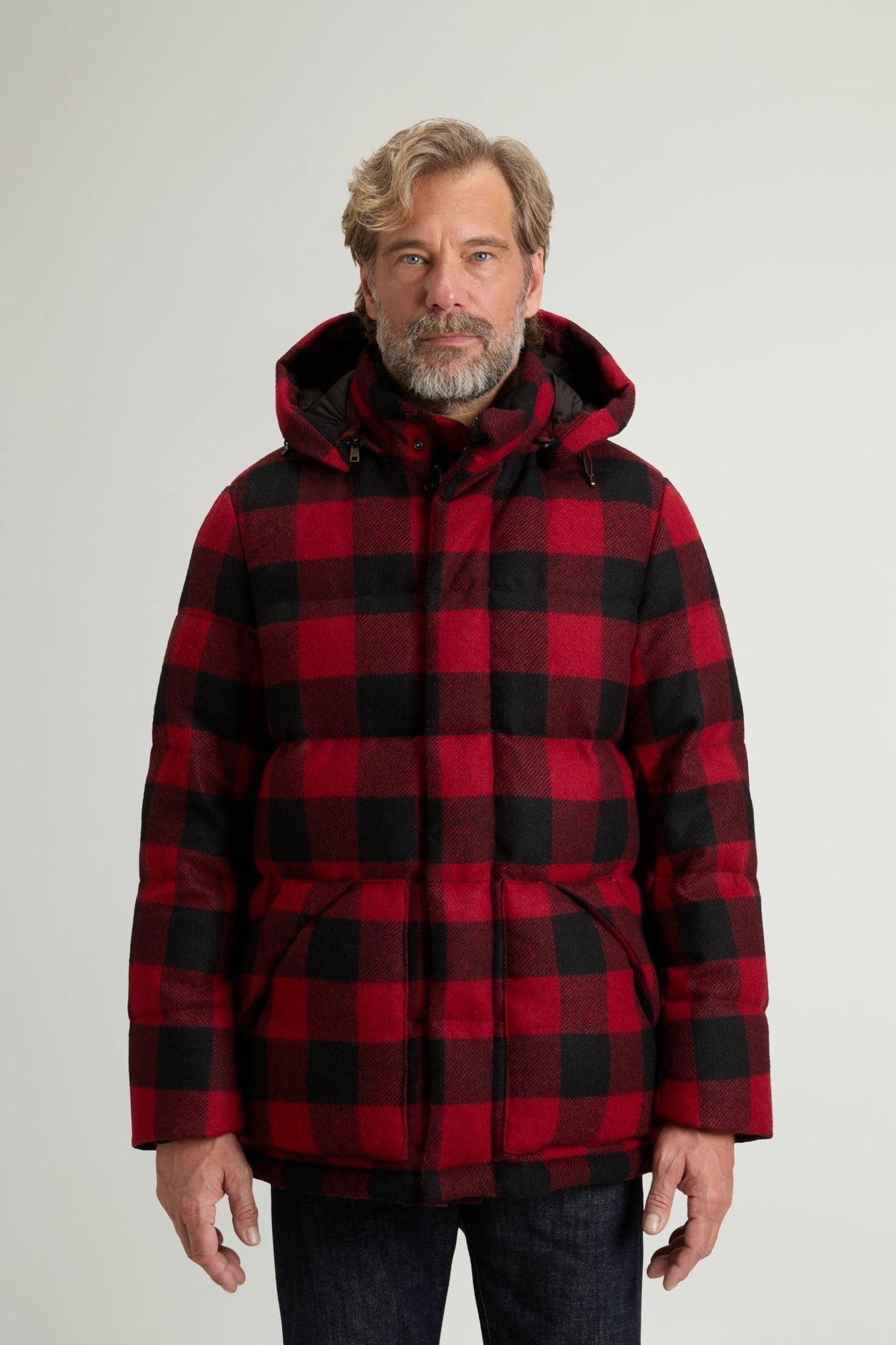 Buffalo Check Puffer Parka in Pure Virgin Wool - woolrich-us - Outerwear