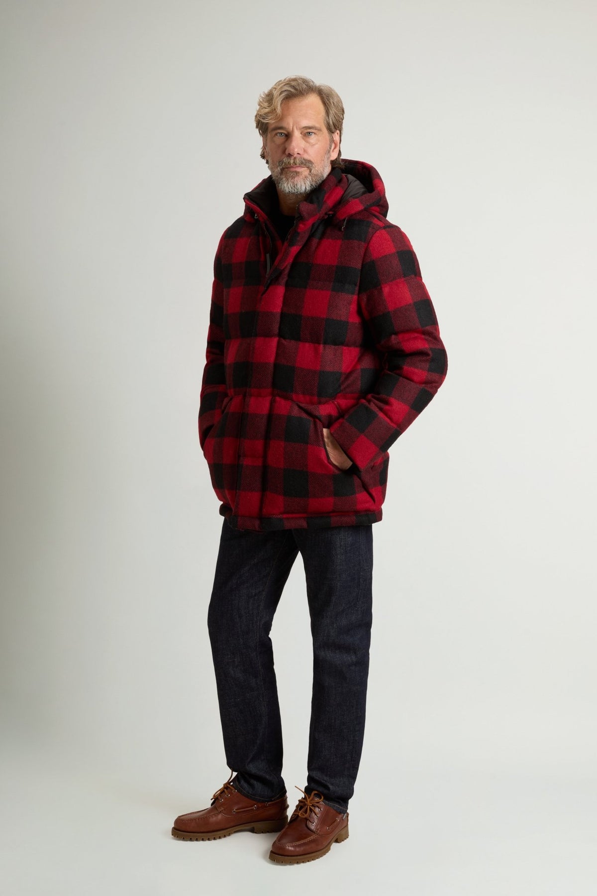 Buffalo Check Puffer Parka in Pure Virgin Wool - woolrich-us - Outerwear