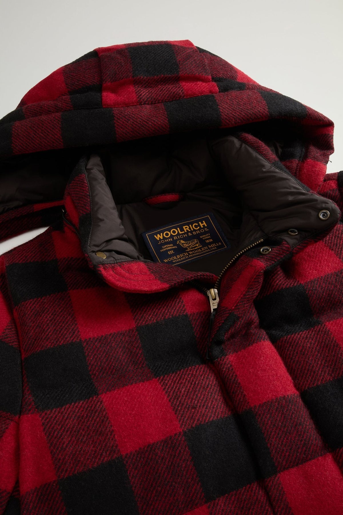 Buffalo Check Puffer Parka in Pure Virgin Wool - woolrich-us - Outerwear