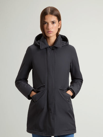 Coat in Light Stretch with Removable Hood - woolrich-us - Outerwear