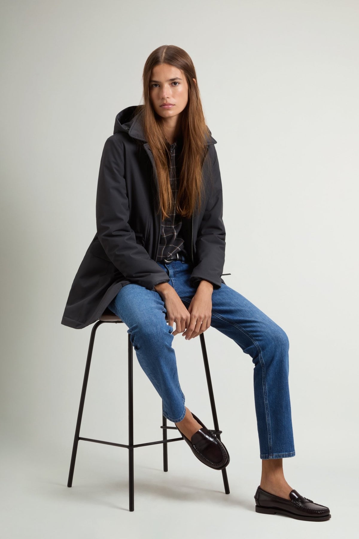 Coat in Light Stretch with Removable Hood - woolrich-us - Outerwear
