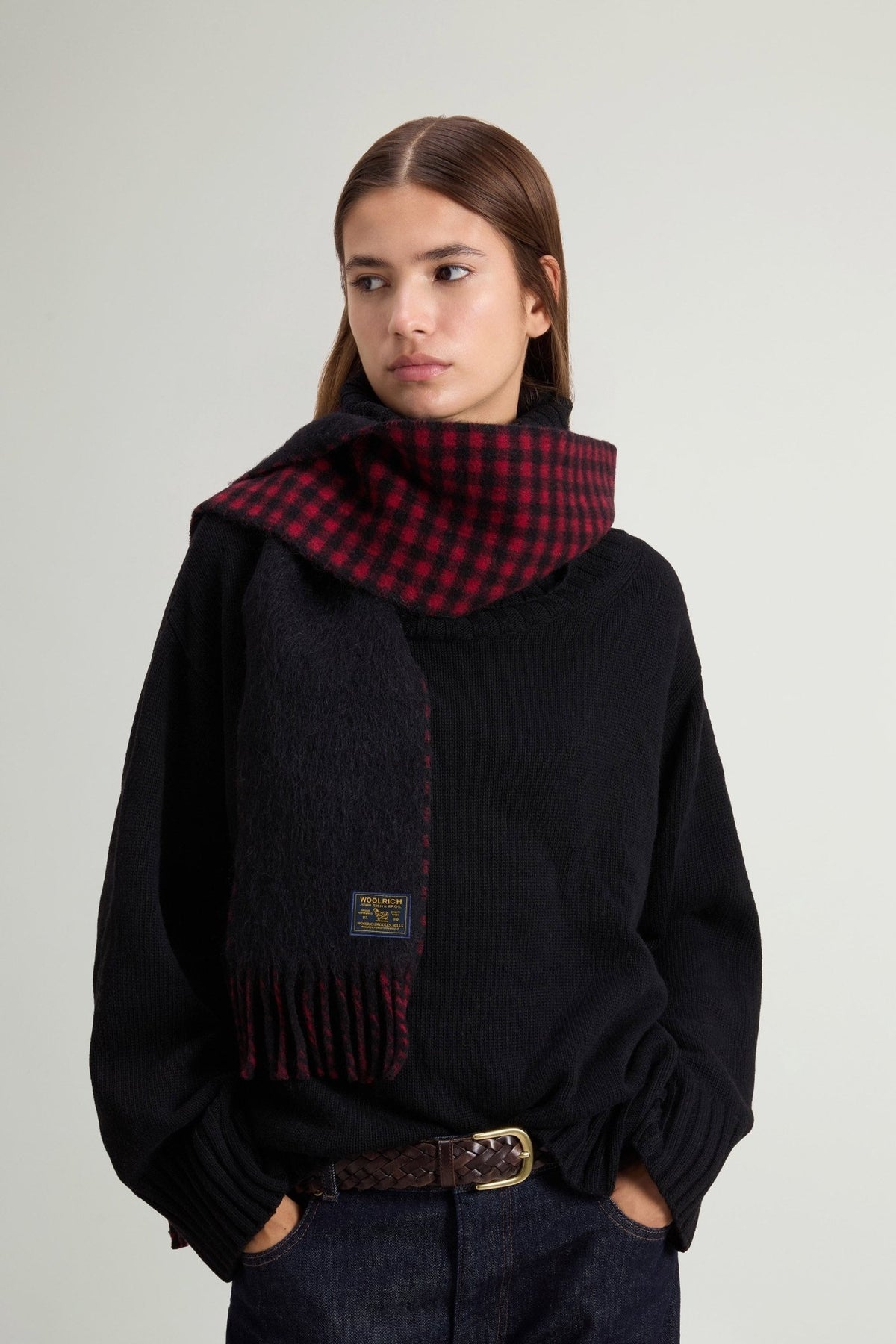 Double-Faced Scarf in Virgin Wool, Alpaca and Mohair Blend - woolrich-us - Accessories