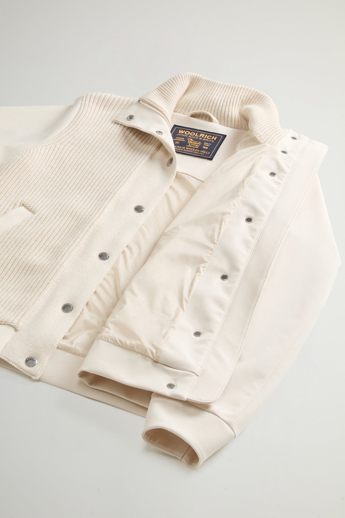 Firth Hybrid Bomber Jacket in Tech Softshell and Pure Wool - woolrich-usOuterwear
