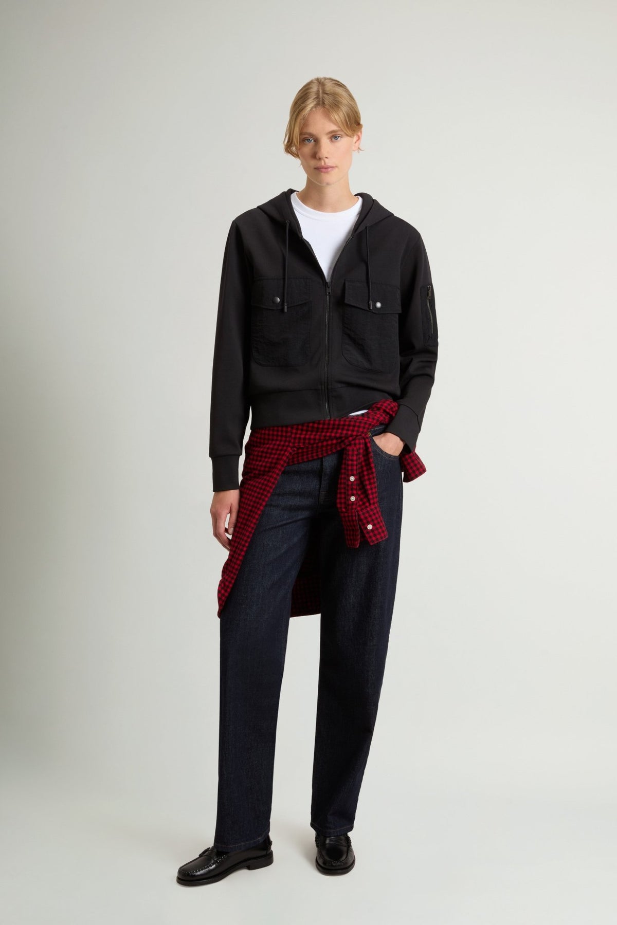 Full-Zipper Sweatshirt in Stretch Cotton-Blend Interlock - woolrich-us - Clothing
