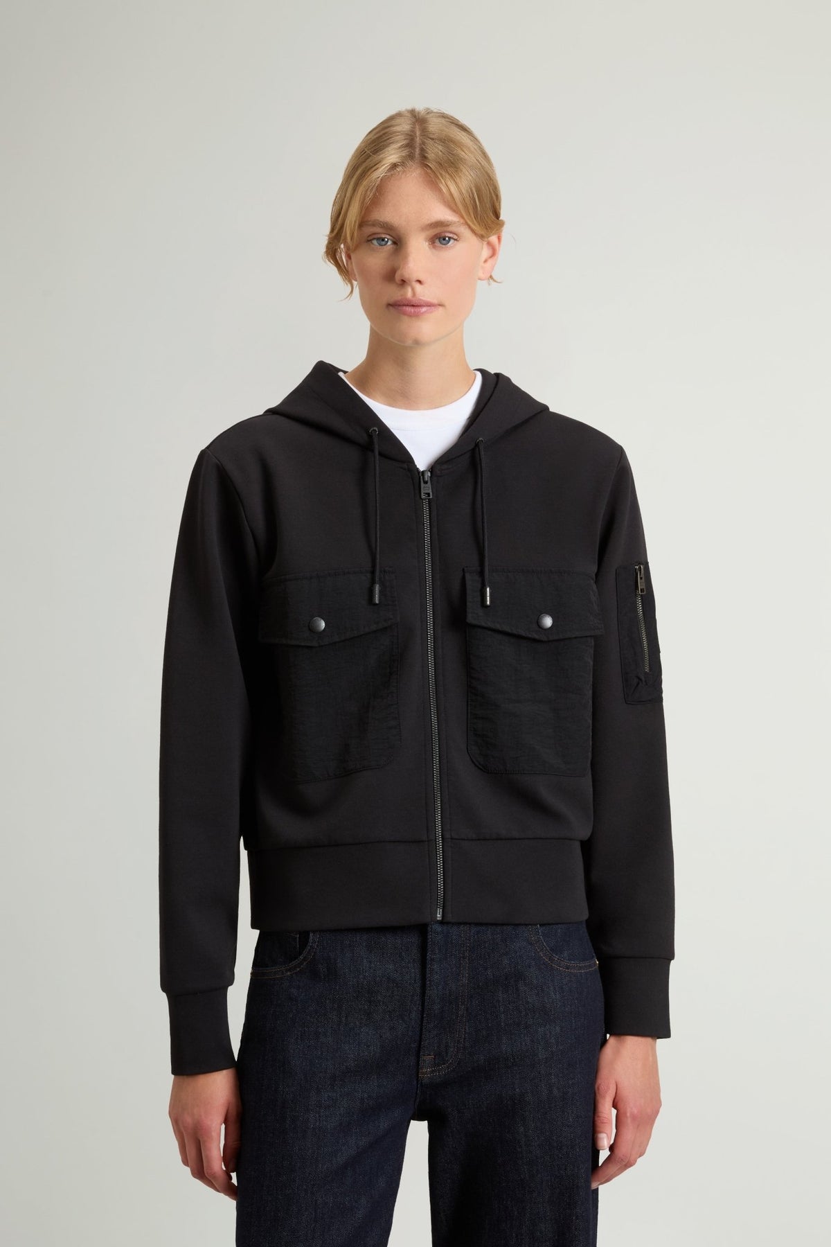 Full-Zipper Sweatshirt in Stretch Cotton-Blend Interlock - woolrich-us - Clothing