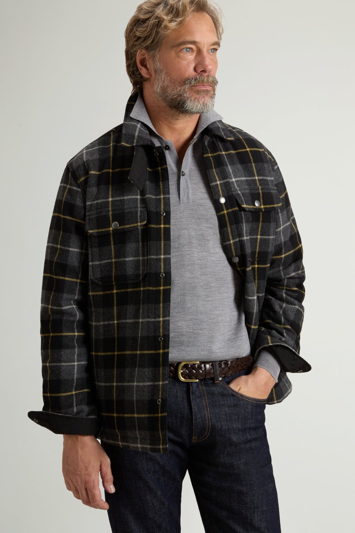 Padded Alaskan Check Overshirt in Recycled Italian Wool Blend - woolrich-us - Clothing