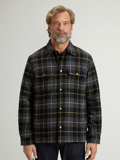 Padded Alaskan Check Overshirt in Recycled Italian Wool Blend - woolrich-us - Clothing