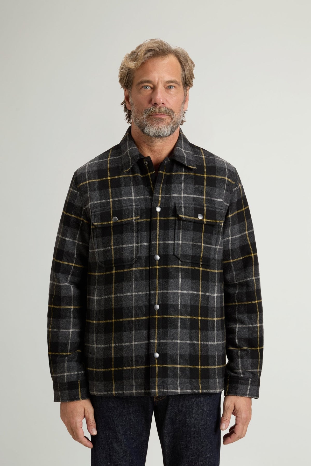Padded Alaskan Check Overshirt in Recycled Italian Wool Blend - woolrich-us - Clothing