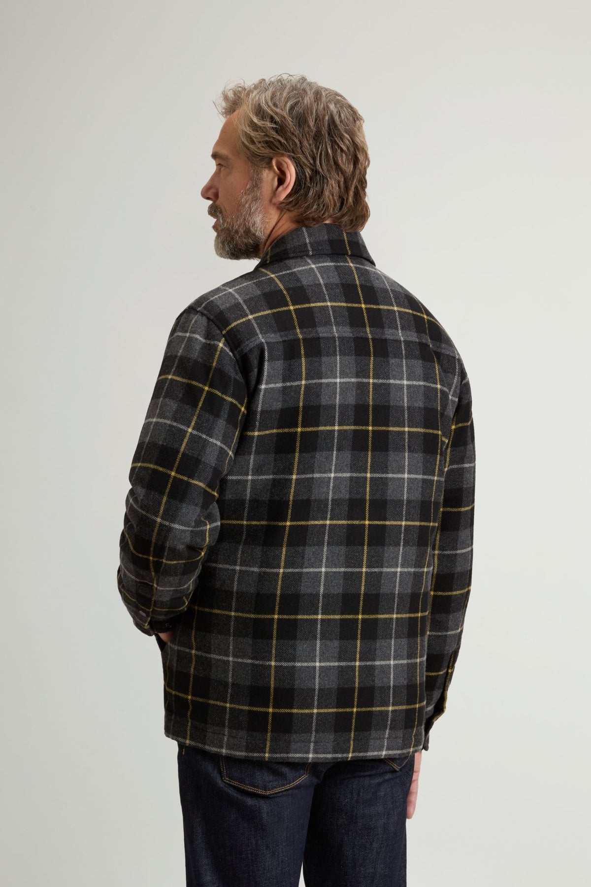 Padded Alaskan Check Overshirt in Recycled Italian Wool Blend - woolrich-us - Clothing