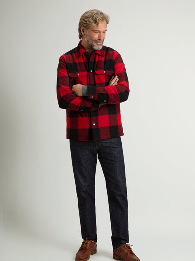 Padded Alaskan Check Overshirt in Recycled Italian Wool Blend - woolrich-us - Clothing