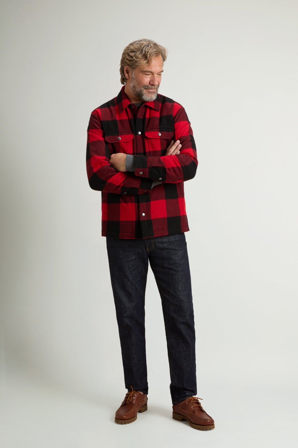 Padded Alaskan Check Overshirt in Recycled Italian Wool Blend - woolrich-us - Clothing