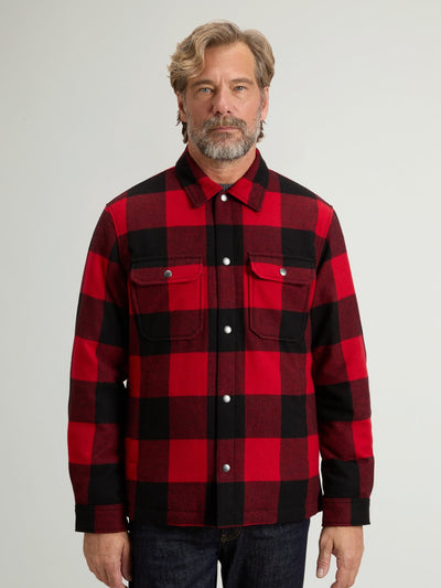 Padded Alaskan Check Overshirt in Recycled Italian Wool Blend - woolrich-us - Clothing