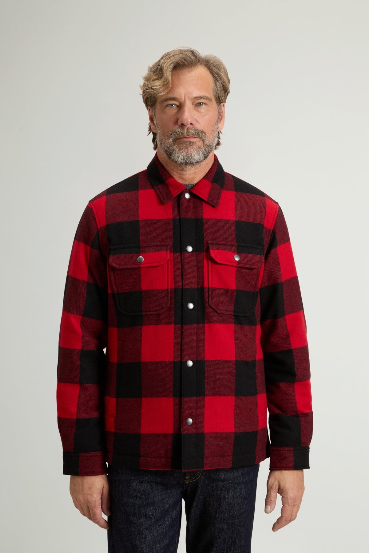 Padded Alaskan Check Overshirt in Recycled Italian Wool Blend - woolrich-us - Clothing