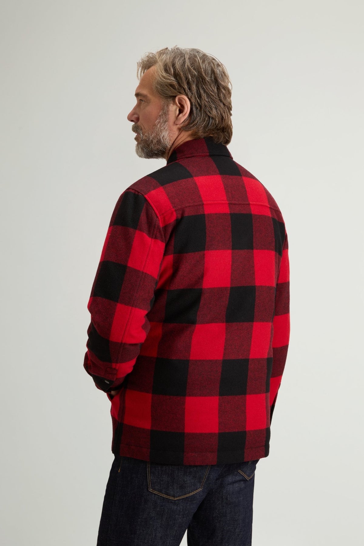 Padded Alaskan Check Overshirt in Recycled Italian Wool Blend - woolrich-us - Clothing