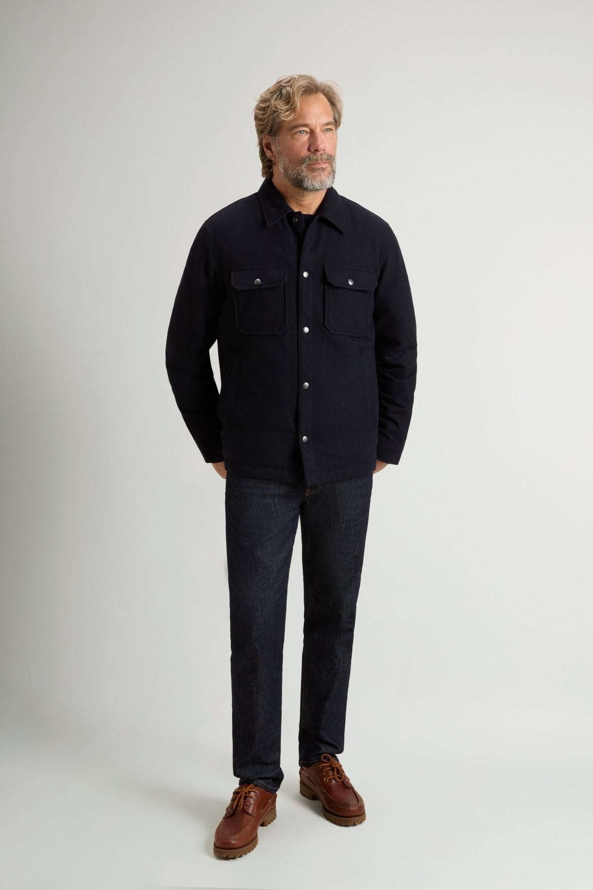 Padded Alaskan Overshirt in Recycled Melton Italian Wool Blend - woolrich-us - Clothing