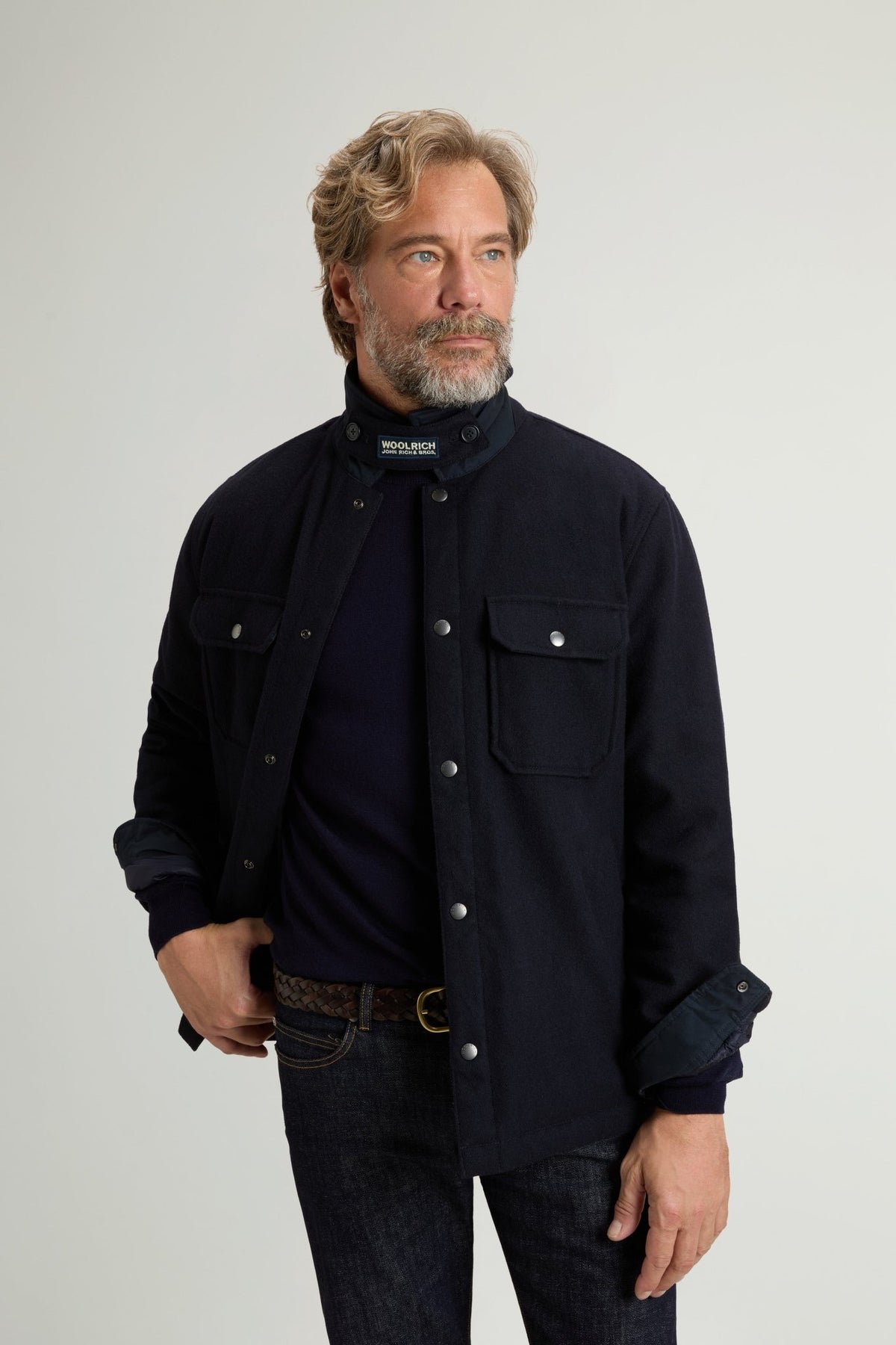 Padded Alaskan Overshirt in Recycled Melton Italian Wool Blend - woolrich-us - Clothing