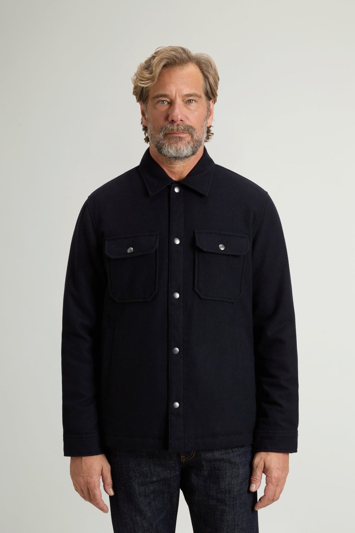 Padded Alaskan Overshirt in Recycled Melton Italian Wool Blend - woolrich-us - Clothing