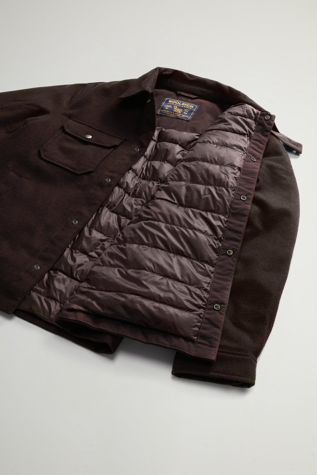 Padded Alaskan Overshirt in Recycled Melton Italian Wool Blend - woolrich-us - Clothing