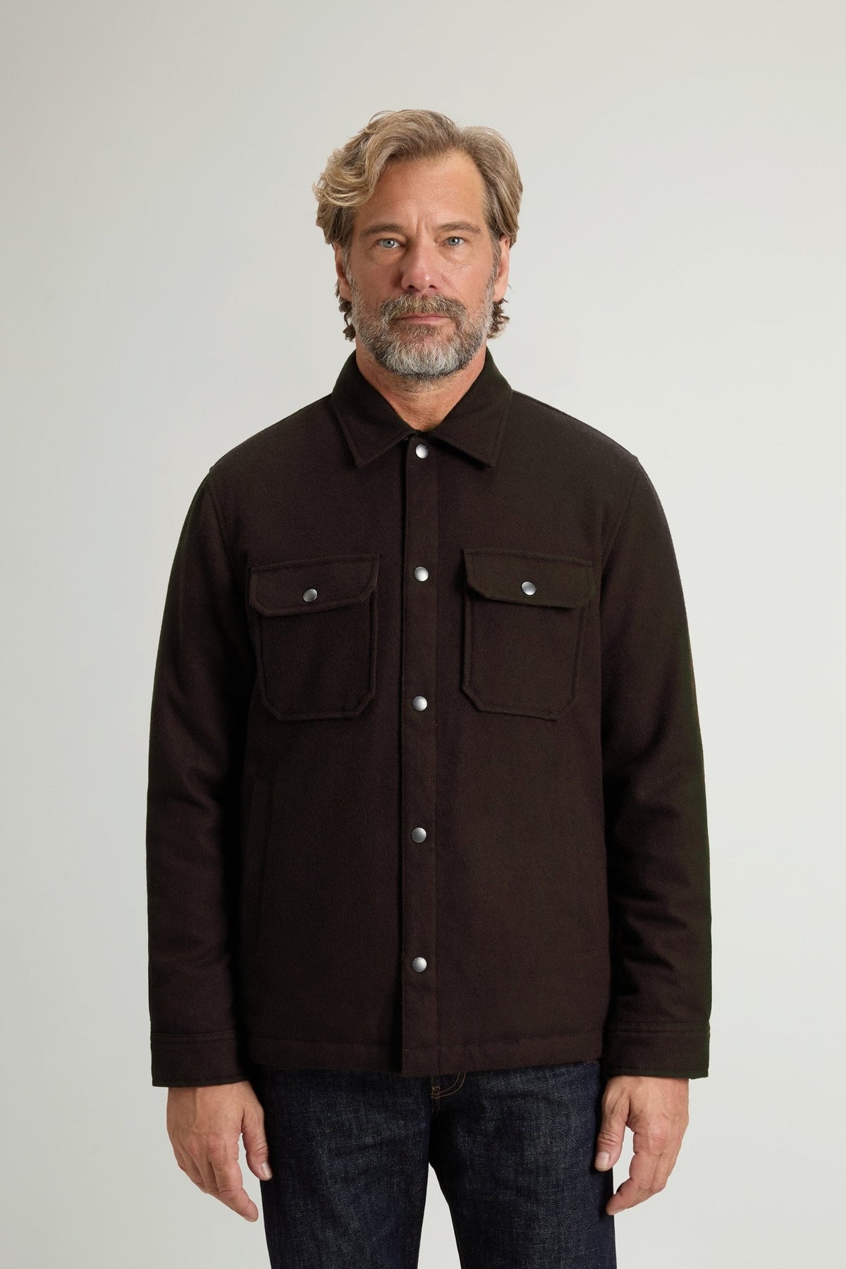 Padded Alaskan Overshirt in Recycled Melton Italian Wool Blend - woolrich-us - Clothing