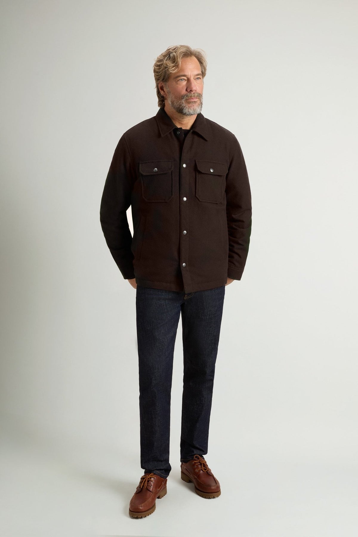 Padded Alaskan Overshirt in Recycled Melton Italian Wool Blend - woolrich-us - Clothing