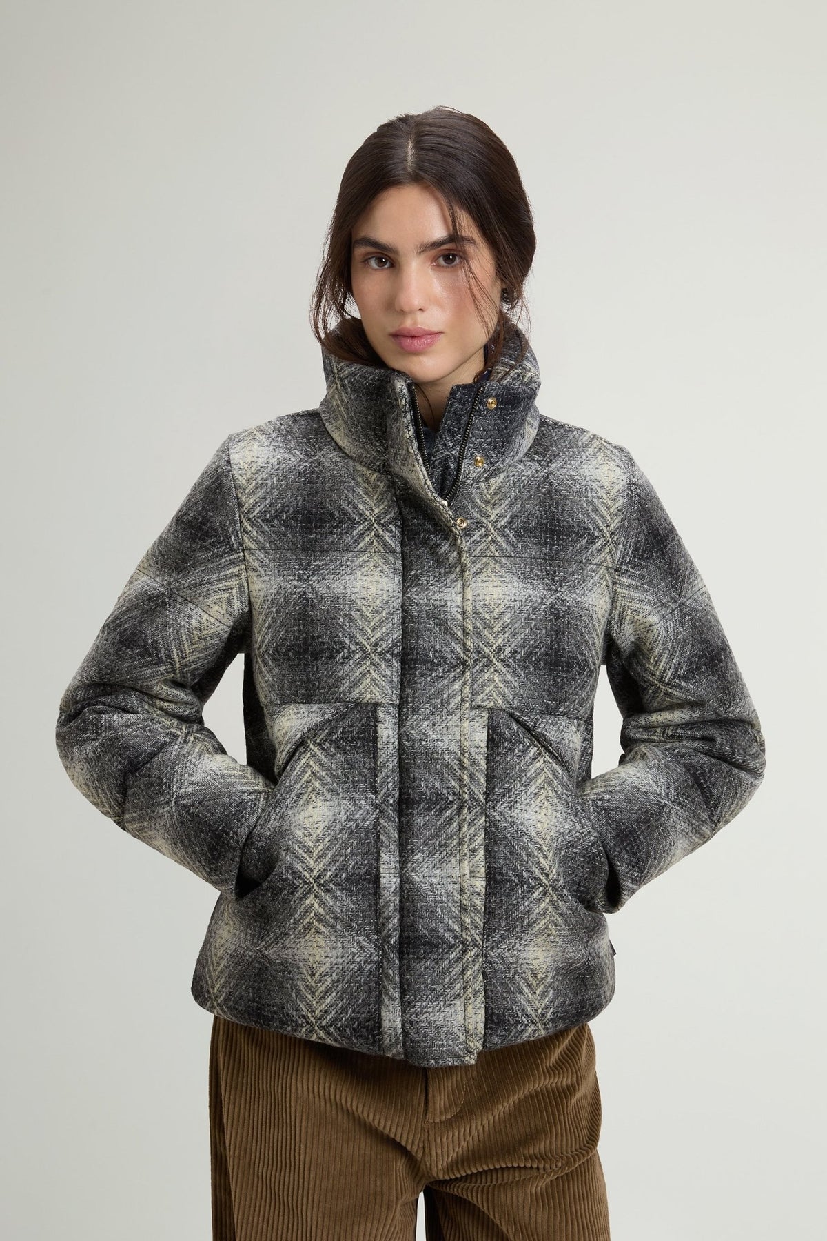 Puffer Jacket in Pure Virgin Wool with Aztec Pattern - woolrich-us - Outerwear