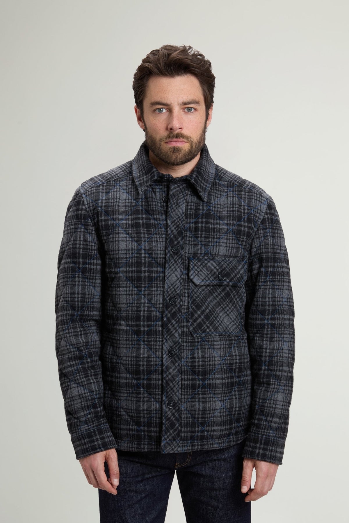 Wool Check Diamond Shirt Jacket - woolrich-usClothing