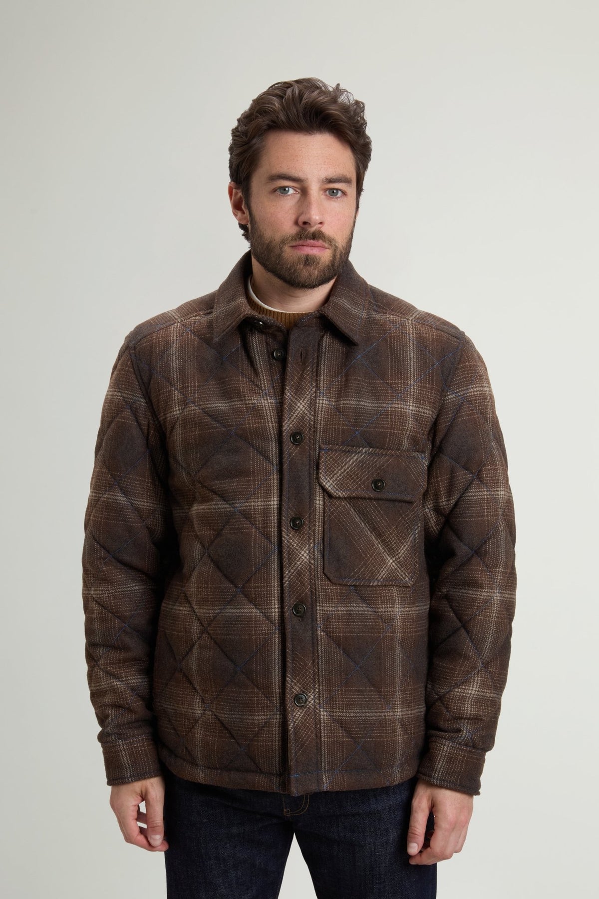 Wool Check Diamond Shirt Jacket - woolrich-usClothing