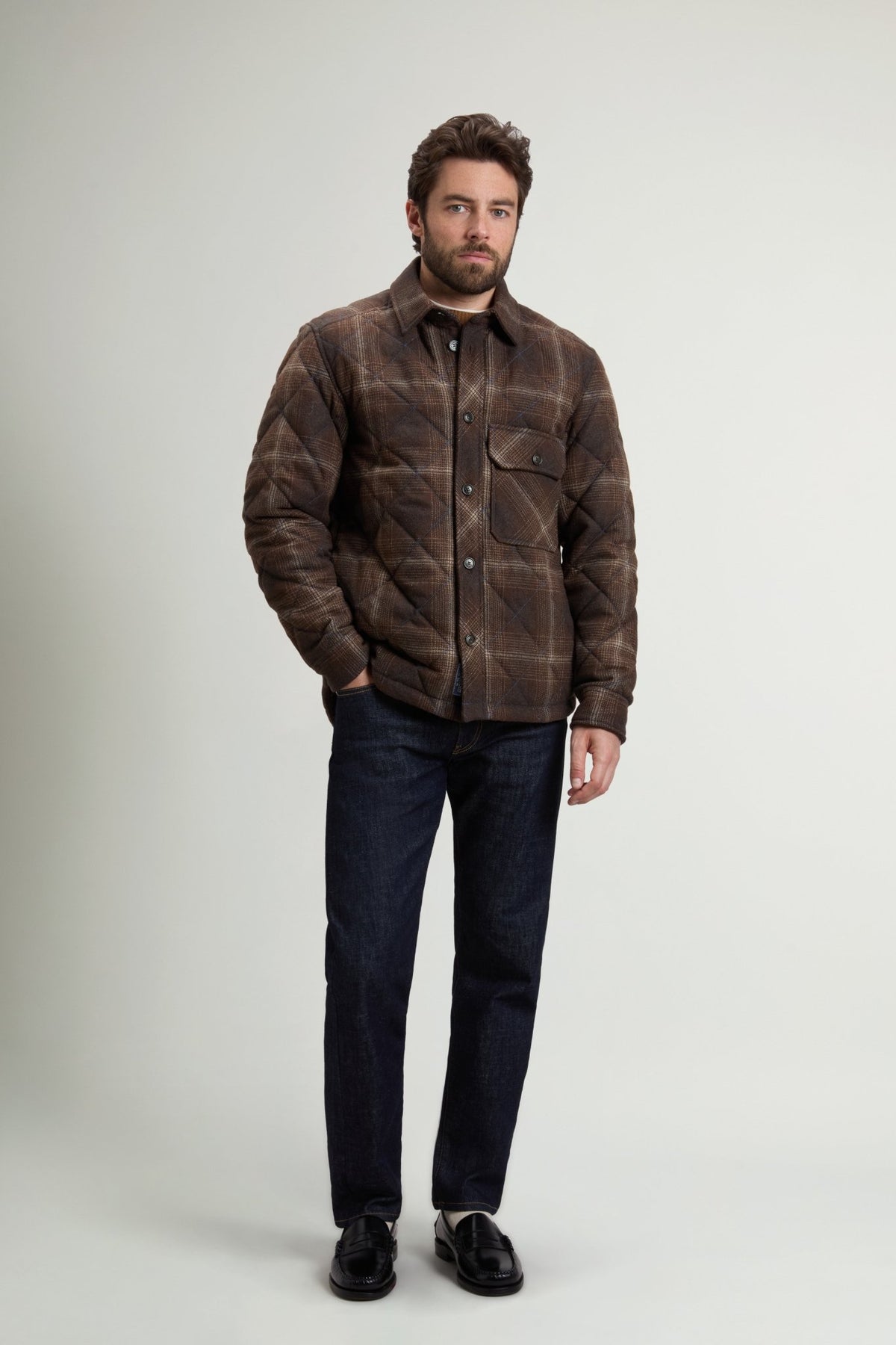 Wool Check Diamond Shirt Jacket - woolrich-usClothing